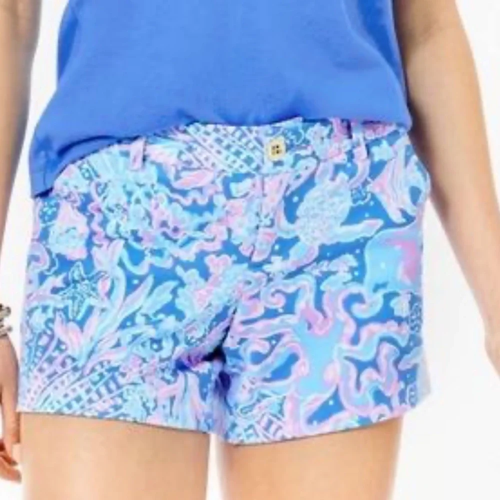 Lilly Pulitzer Callahan Knit Shorts Boca Blue Sea What I Sea A8‎